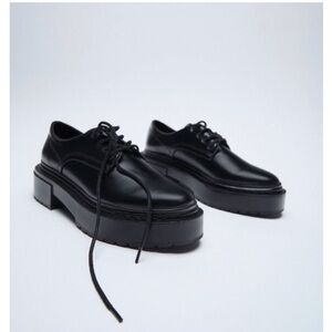 Zara Black Women's Lace-Up Loafers